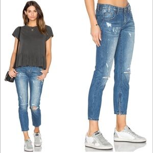 One Teaspoon Distressed Ankle Zip Jeans Size 25